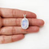 Facetted Rainbow Moonstone 925 Sterling Silver Pendant