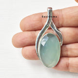 Aqua Chalcedony Twisted Sterling Silver pendant