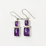 Amethyst Duo Rectangle Sterling Silver Earring