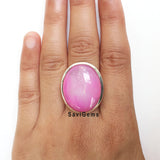 Druzy Pink Sterling Silver Ring