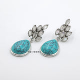 Rainbow Moonstone & Turquoise 925 Sterling Silver Earring