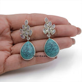 Rainbow Moonstone & Turquoise 925 Sterling Silver Earring