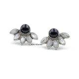 Black Onyx & Rainbow Moonstone 925 Sterling Silver Earring