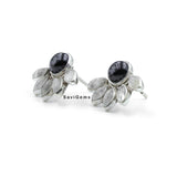 Black Onyx & Rainbow Moonstone 925 Sterling Silver Earring