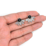 Black Onyx & Rainbow Moonstone 925 Sterling Silver Earring