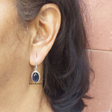 Blue Sunstone Oval 925 Sterling Silver Earring