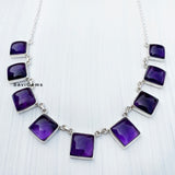 Amethyst Square Sterling Silver Necklace