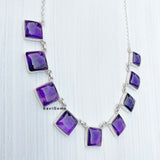 Amethyst Square Sterling Silver Necklace