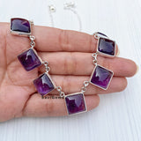 Amethyst Square Sterling Silver Necklace