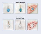 Blue Chalcedony Triquetra 925 Silver Pendant & Mother of Pearl Triquetra Silver Pendant