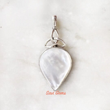 Blue Chalcedony Triquetra 925 Silver Pendant & Mother of Pearl Triquetra Silver Pendant