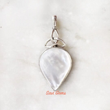 Facetted Blue Chalcedony & Mother of Pearl Sterling Silver Pendant