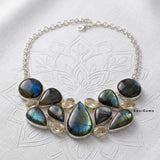 Labradorite & Citrine Sterling Silver Necklace
