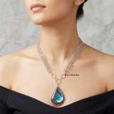 Labradorite Chunky Silver Necklace
