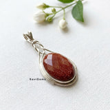 Golden Goldstone 925 Sterling Silver Pendant