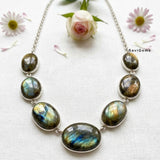 Labradorite Sterling 92.5 Silver Statement Bold Necklace