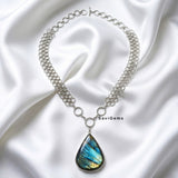 Labradorite Chunky Silver Necklace
