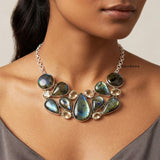 Labradorite & Citrine Sterling Silver Necklace