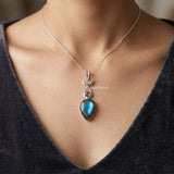 Labradorite Half Moon Sterling Silver Pendant