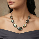 Labradorite Sterling 92.5 Silver Statement Bold Necklace