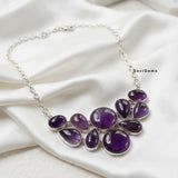 Natural Purple Amethyst Sterling Silver Statement Necklace