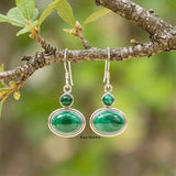 Malachite Double Drop Sterling Silver Earring