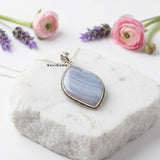 Blue Lace Agate Sterling Silver Pendant