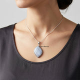 Blue Lace Agate Sterling Silver Pendant