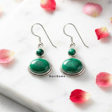 Malachite Double Drop Sterling Silver Earring