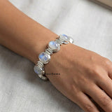 Natural Rainbow Moonstone 925 Silver Bracelet