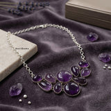 Natural Purple Amethyst Sterling Silver Statement Necklace