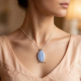 Blue Lace Agate Oval Sterling Silver Pendant