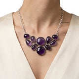 Natural Purple Amethyst Sterling Silver Statement Necklace