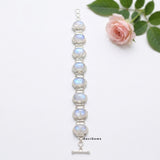 Natural Rainbow Moonstone 925 Silver Bracelet