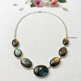 Labradorite Sterling 92.5 Silver Statement Bold Necklace