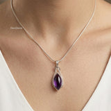 Natural Amethyst Knot 925 Sterling Silver Pendant