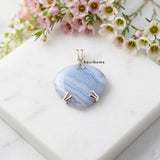 Blue Lace Agate Sterling Silver Pendant