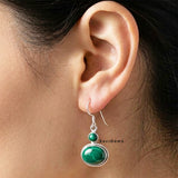 Malachite Double Drop Sterling Silver Earring