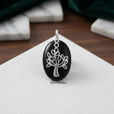 Black Onyx Tree Sterling Silver Pendant