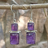 Amethyst Duo Rectangle Sterling Silver Earring