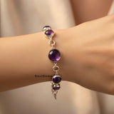 Amethyst Round 925 Sterling Silver Bracelet