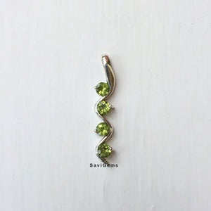 Facetted Peridot Round Sterling Silver Pendant