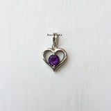 Amethyst Heart Sterling Silver Pendant