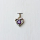 Amethyst Heart Sterling Silver Pendant