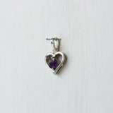 Amethyst Heart Sterling Silver Pendant