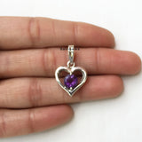 Amethyst Heart Sterling Silver Pendant