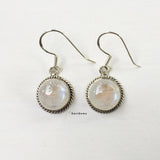 Rainbow Moonstone Twisted Wire Sterling Silver Earring