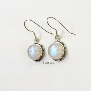 Rainbow Moonstone Twisted Wire Sterling Silver Earring
