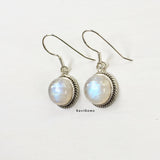 Rainbow Moonstone Twisted Wire Sterling Silver Earring