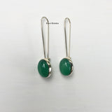 Green Onyx Long Hook Sterling Silver Earring